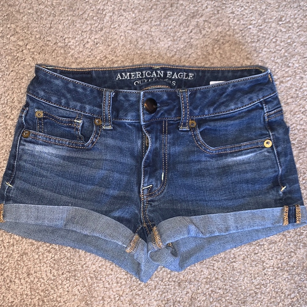 super stretch american eagle jean shorts